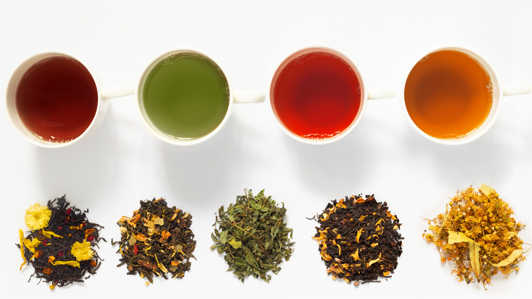 Four seperate teas as viewed from above.