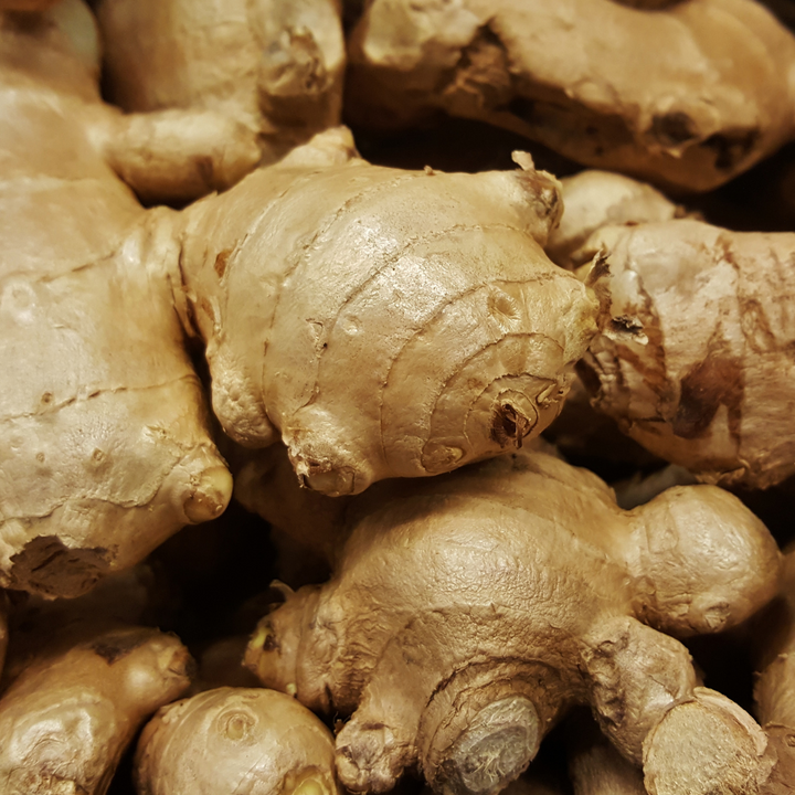 Ginger root zoomed in and up close.