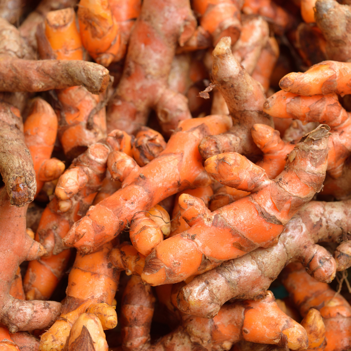 A pile of turmeric root.